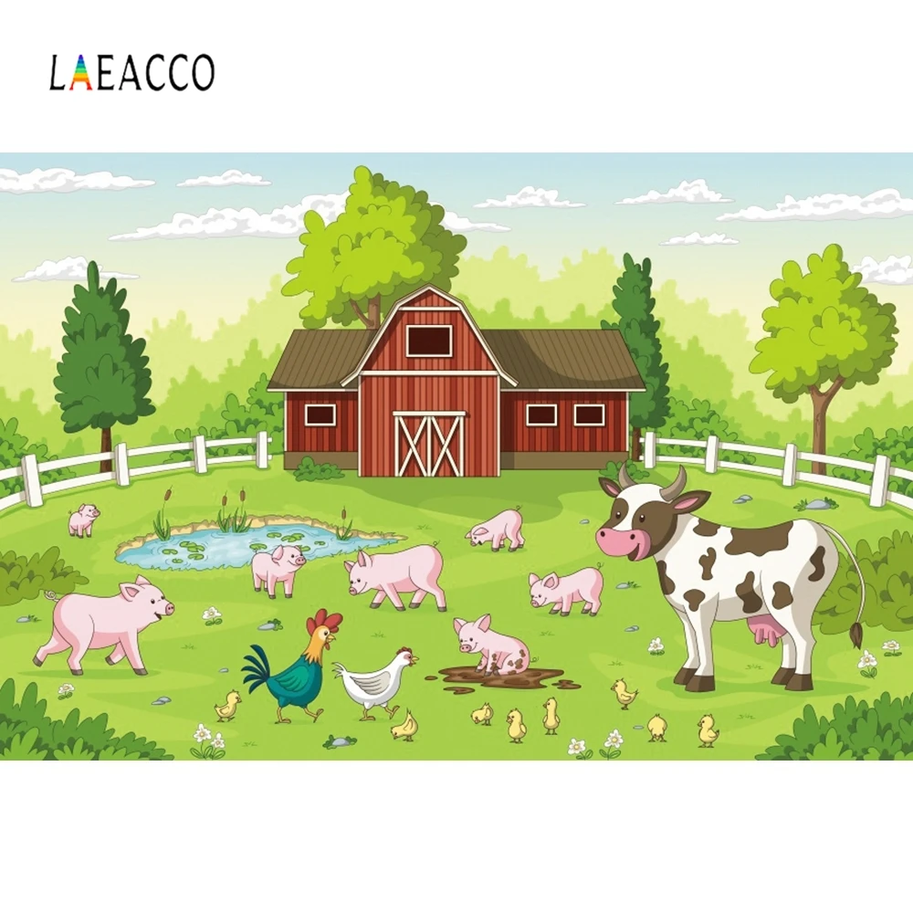 Laeacco фон для фотосъемки на день рождения с изображением фермы животных дома