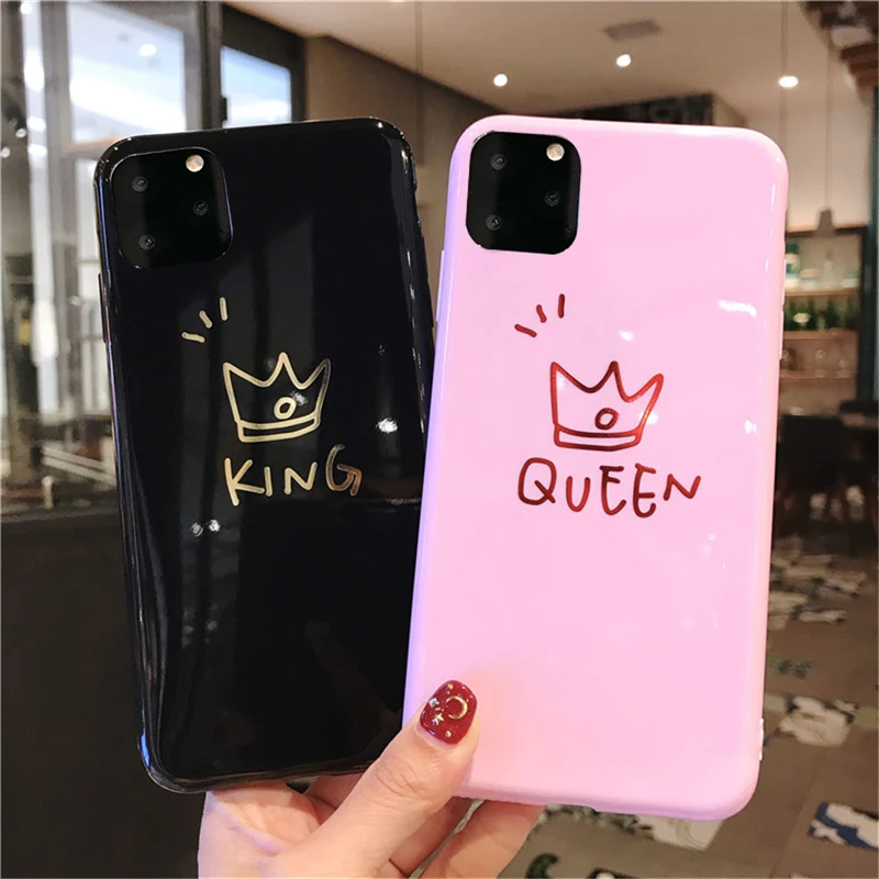 Ottwn Crown для iPhone 11 Pro Max 6 6s 7 8 Plus XR X XS Max силиконовый чехол для телефона с надписью King queen чехол s мягкая задняя крышка из ТПУ