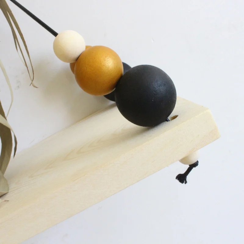 Бытовой подвесной стеллаж для хранения деревянные полки с деревянными бусинами