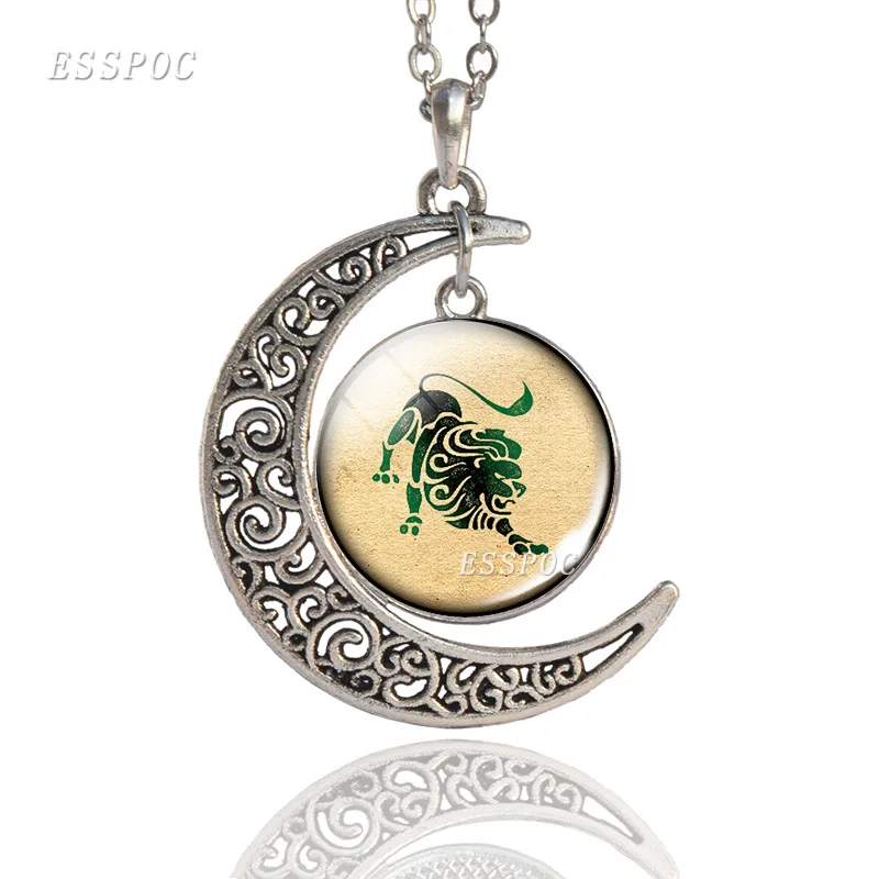 12 знаков зодиака полумесяц стеклянный купол ювелирные изделия знаки кулон