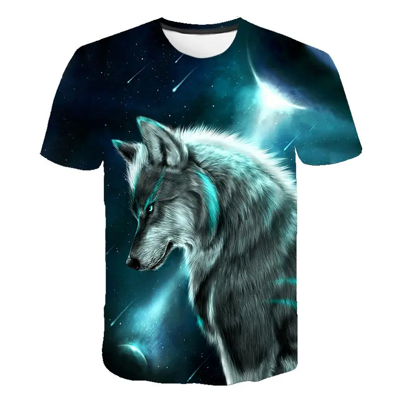 

Summer T Shirt Men Women Streetwear Short Sleeve Tees Tops Funny Animal Casual Wolf 3D Print Tshirt Children Boy Girl T-shirt