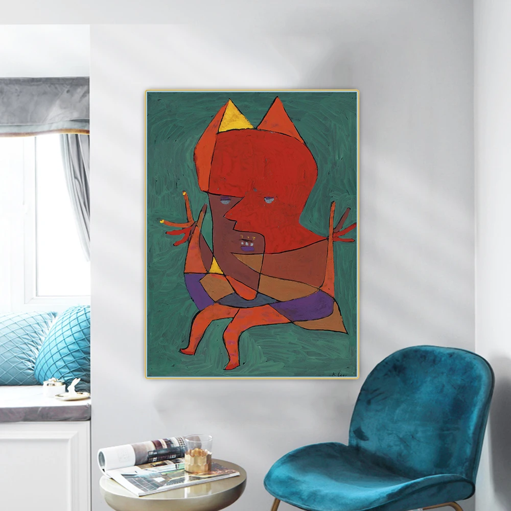 Paul Klee 》 Статуэтка маленький огненный дьявол картина маслом на холсте