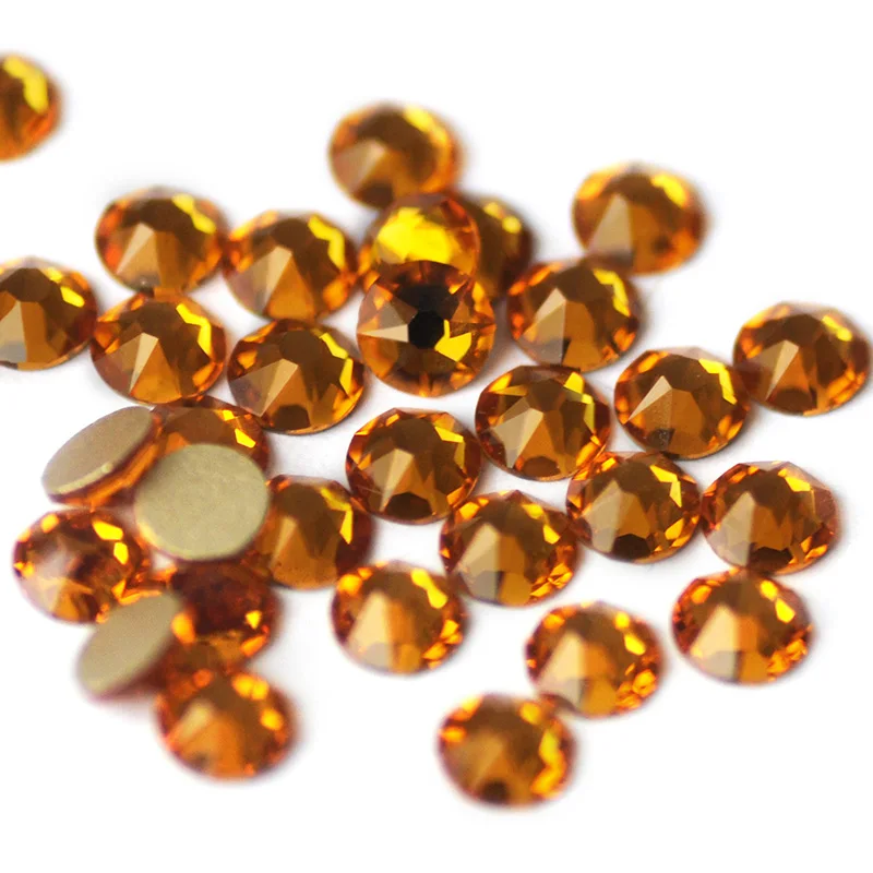 

2088 Non Hotfix Crystals Strass Glitter Topaz 8 Big 8 Small Rhinestones Flatback Accessories For Nail Art Garment Decorations