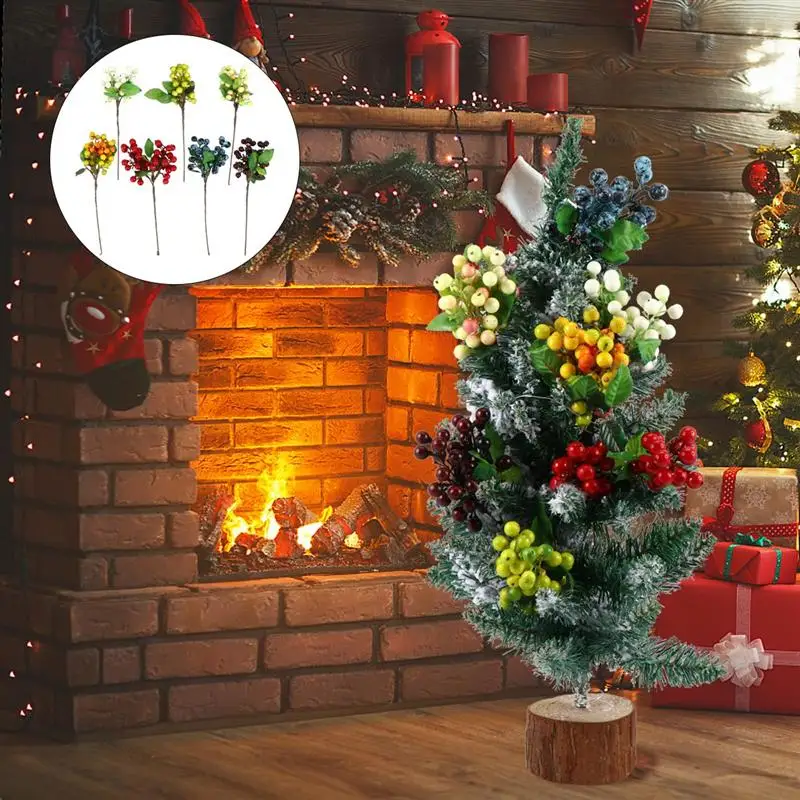 

7pcs Artificial Berry Silk Berry Flower Single Branch Foam Plants Artificial Flowers Wedding Garden Festival Decor Photo Prop