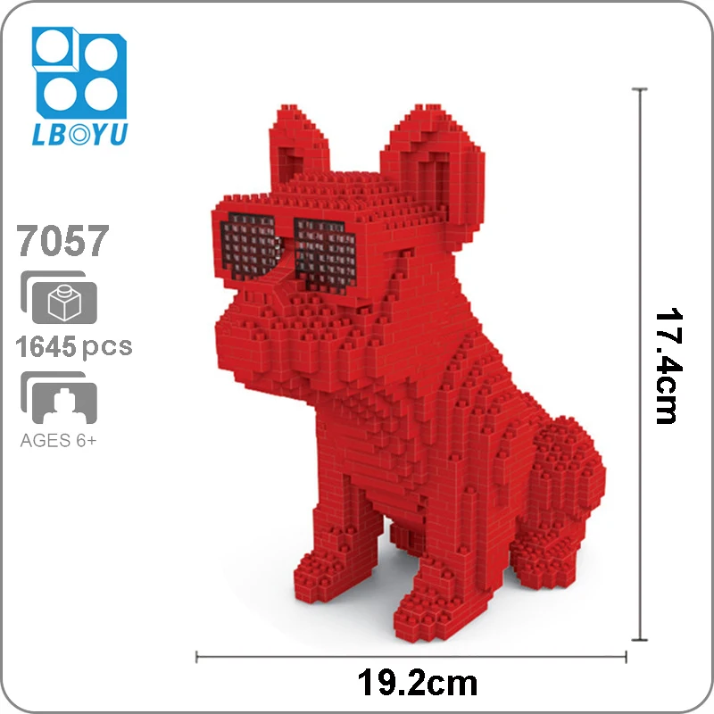 Очки бульдог Пятнистые собаки красные животные домашние 3D модель маленькие