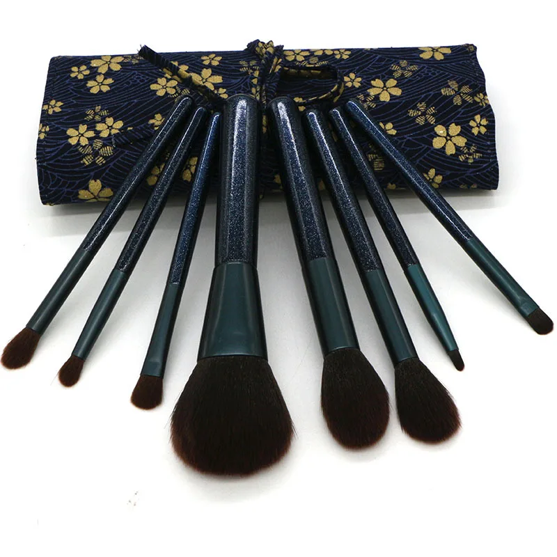 

8 Portable New Pu Bag Makeup Brush Set Beauty Tools Multi-Functional Exquisite Packaging Loose Paint Bevel Trimming Blush Flame