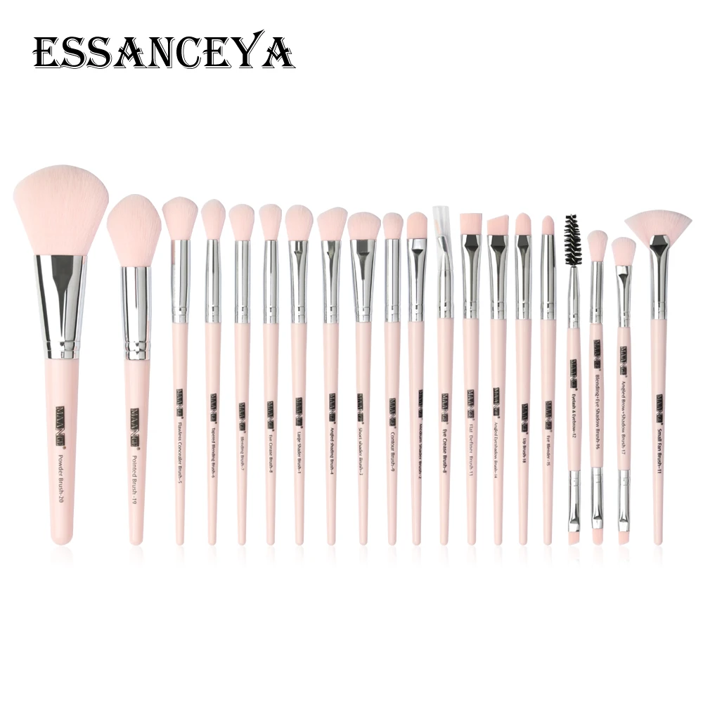 20 pcs ESSANCEYA Новая мода профессиональный макияж кисти для макияжа кисточки 15/18/20 шт глаз для пудры, основы, кисти для макияжа, для румян Набор для Красота - Handle Color: 20 pcs