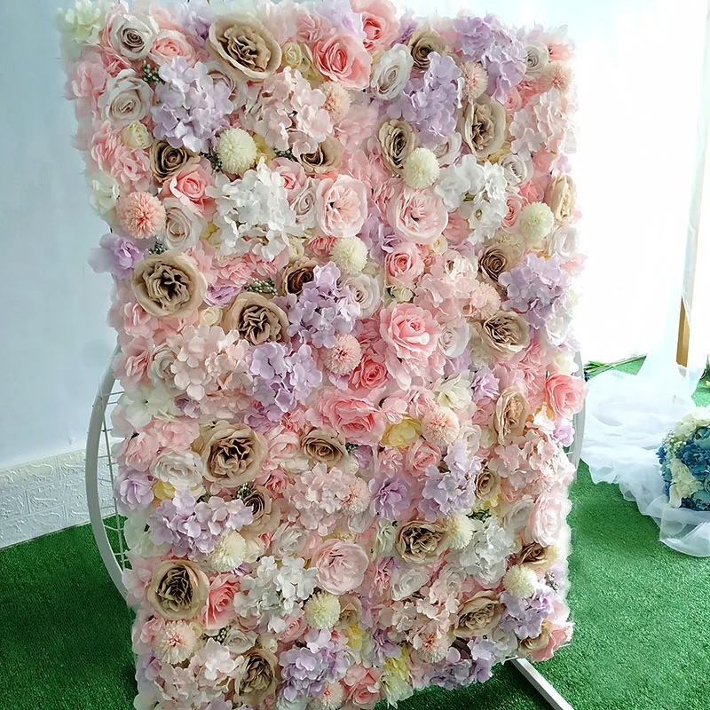 

1pcs Artificial Flower Wall Wedding Background Decoration Lawn Pillar Road Lead Flower Arch White Silk Rose Hydrangea Peony