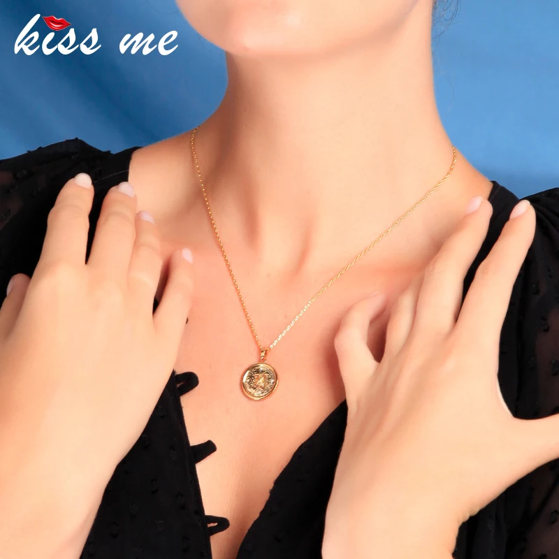 Kissme уникальное блестящее циркониевое двухцветное Латунное ожерелье с подвеской