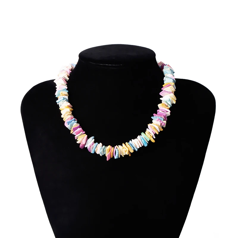 Colorful SHIXIN Boho белое/цветное колье-чокер Puka, летнее ожерелье из морской раковины с фишками для женщин, модный чокер, Женский ошейник - Окраска металла: Colorful