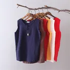 Лето 2021, женский жилет в национальном стиле, льняные хлопковые свободные майки, мягкий длинный удобный жилет с круглым вырезом, модные топы l- 6xl