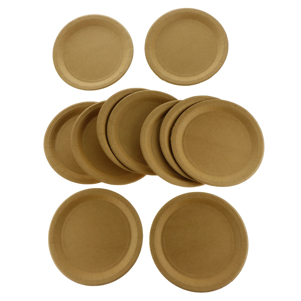 Одноразовые обеденные тарелки круглые крафтовые для вечерние ринки свадьбы