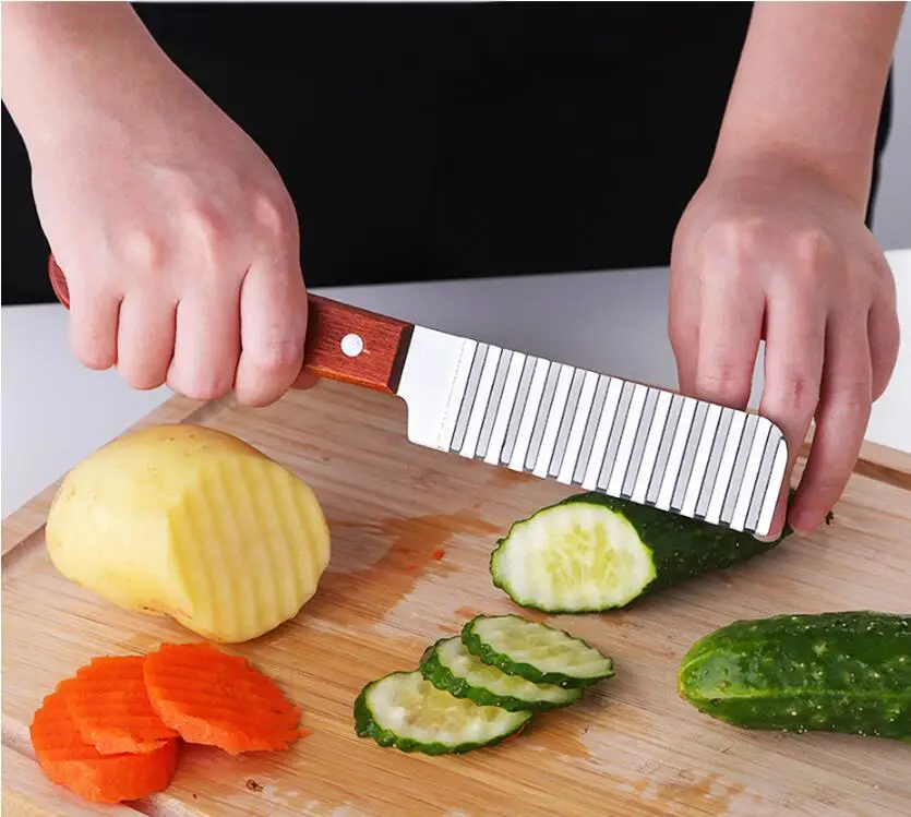 

Резак для картофеля фри, нержавеющая сталь, волнистый нож для фруктов, кухонные принадлежности