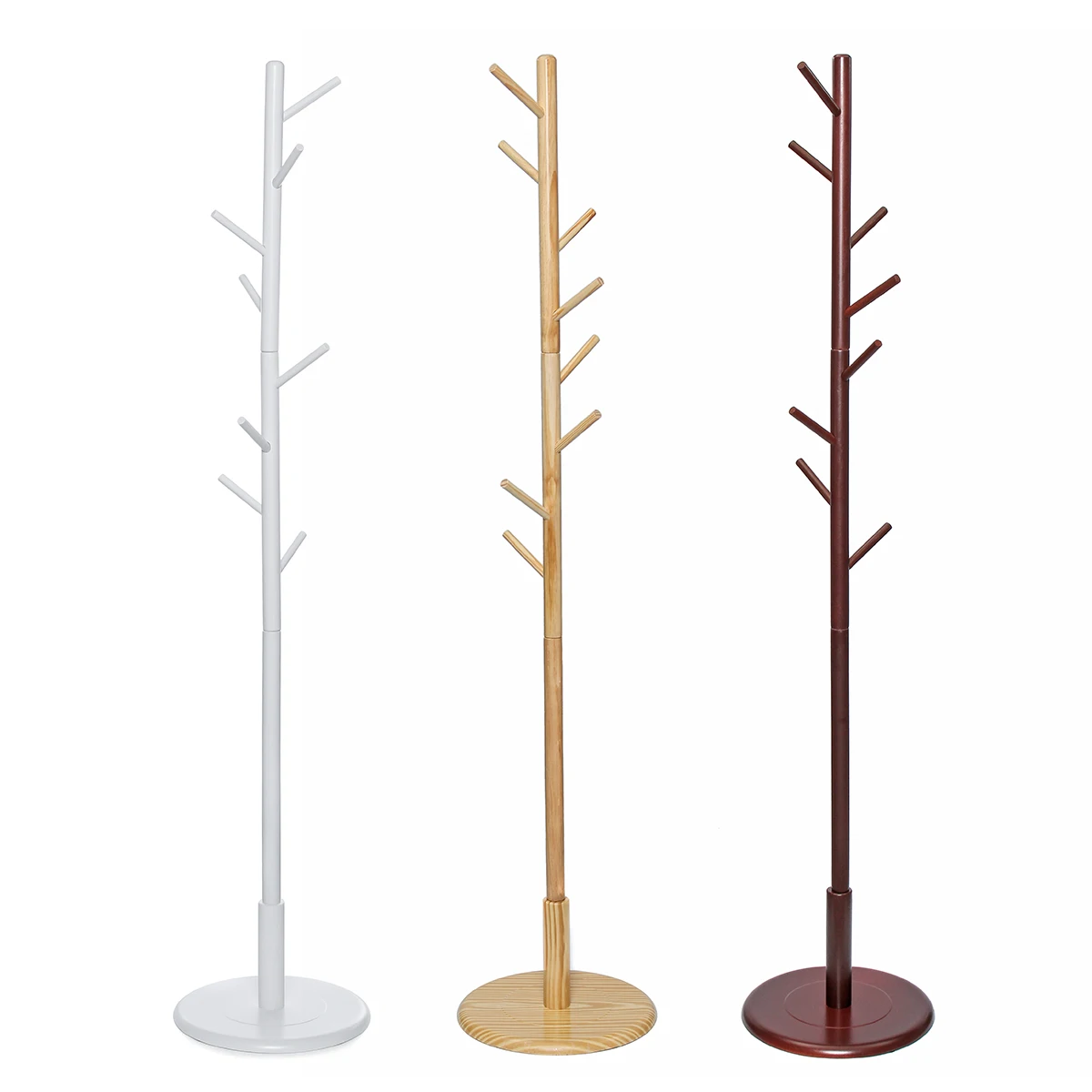 

175cm Multifunction Solid Wood Hanger Floor Standing Coat Rack Organizer Hanger Hook Stand for Hats Scarves Clothes Handbags