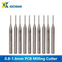 10pcs pcb milling cutter set 0 8 1 3 175mm corn engraving cutter 3 175mm shank cnc router bit end mill for pcb machine