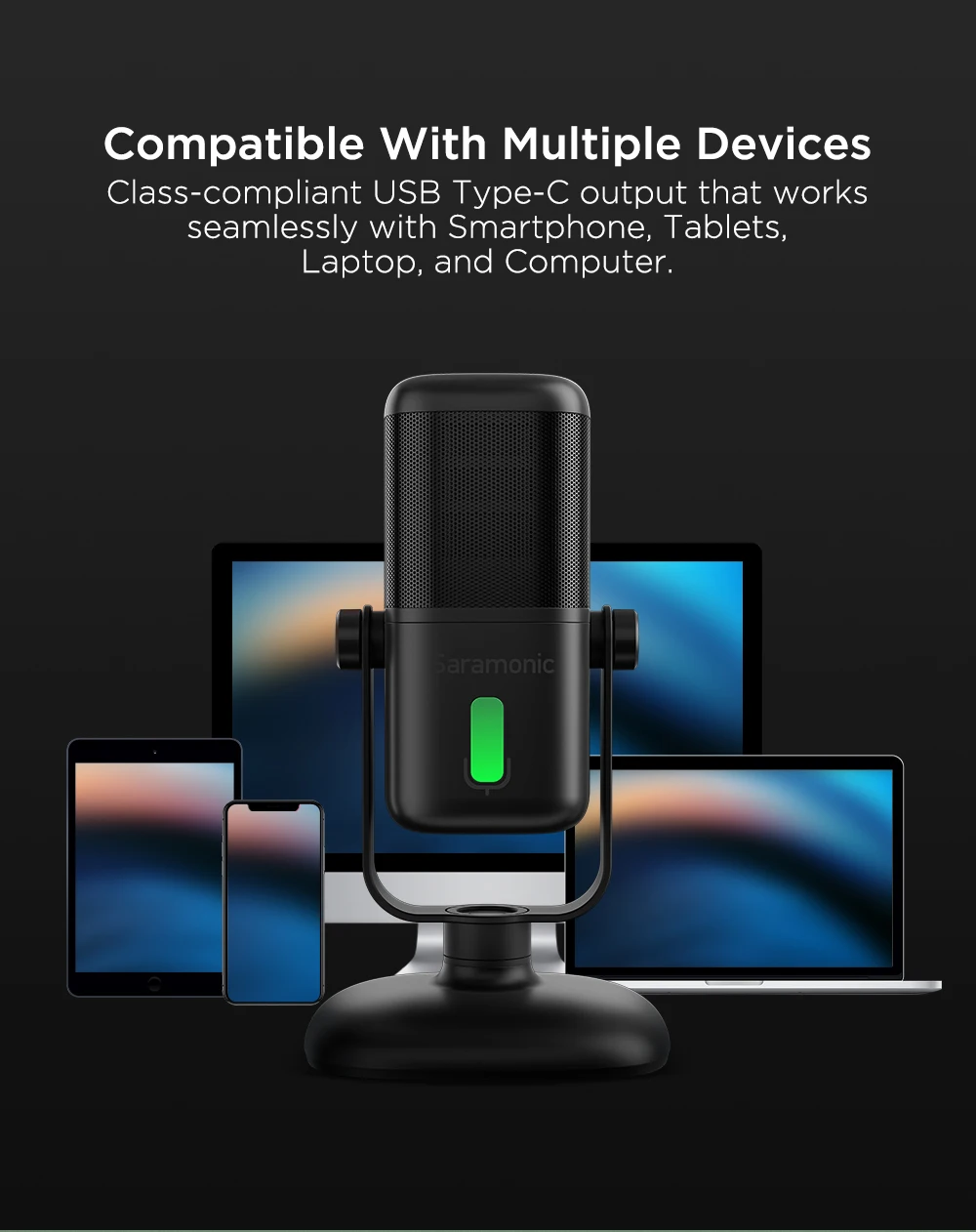 

Saramonic SR-MV2000 USB-C Mobile Phone Universal Desk Microphone Mic Recording Real Time Play Back Monitor Type-c