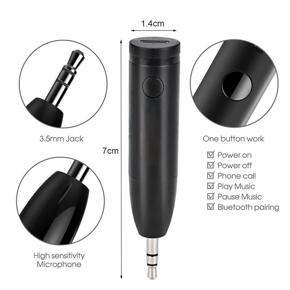 

2 in 1 Wireless Bluetooth 5.0 Receiver Transmitter Adapter 3.5mm Jack For Car Music Audio Aux A2dp Headphone Reciever Handsfree