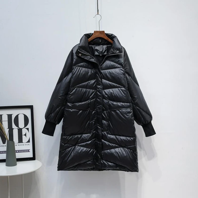 Сверхлегкий женский пуховик размера плюс 2020 осенне зимнее длинное пальто 90%