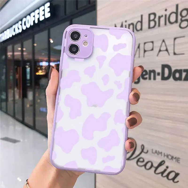 

Print fashion Pattern texture Phone Case purple matte transparent For iPhone 7 8 x xs xr 11 12 pro plus max mini Clear Funda
