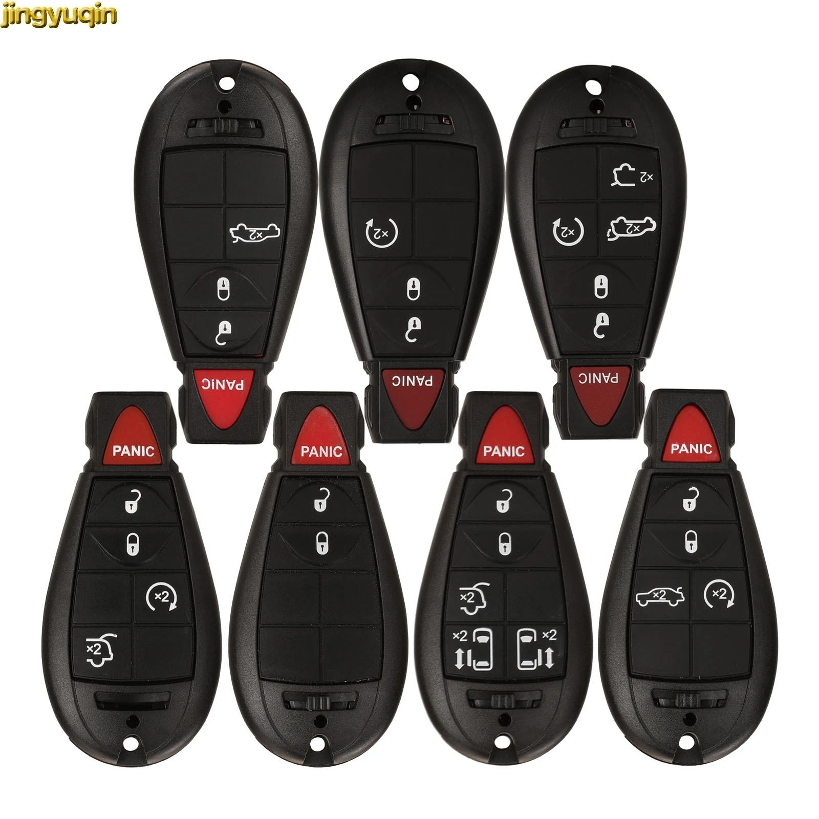 

Jingyuqin 10pcs Remote Key Shell For Jeep Cherokee Grand Chrysler 300 Country Town Dodge Challenger Journey Charger 3/4/5/6 BTNS