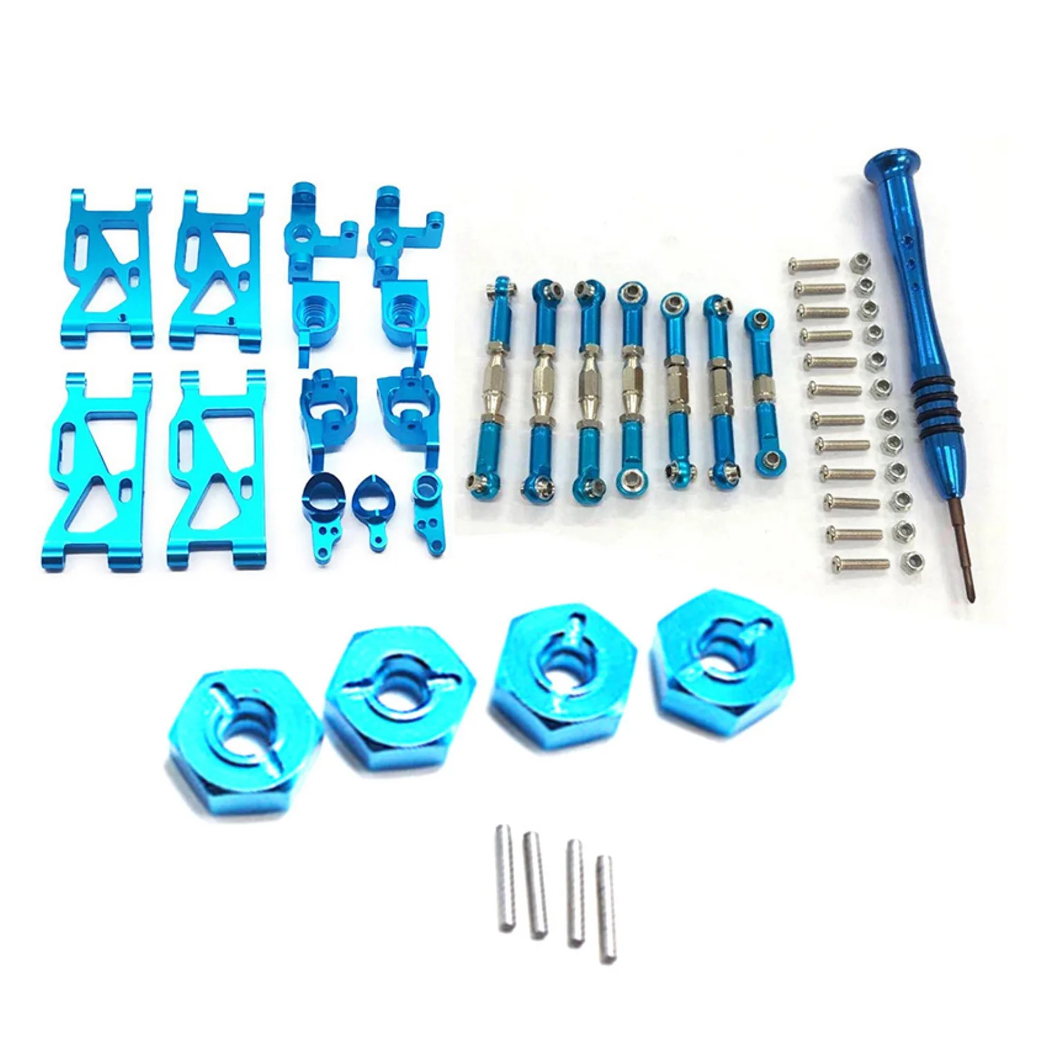 

for WLtoys 1:14 144001 Metal Steering Swing Arm Base C Rear Hub Seat Servo Pull Rod,Blue & Metal Combiner,Blue
