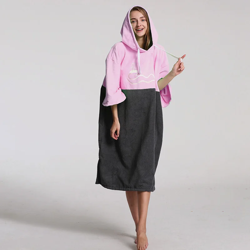 Полотенце-пончо однотонное для мужчин и женщин сушилка в стиле пэчворк плавания