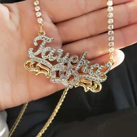 doremi 3d tennis chain custom name necklace layered personalized double color nameplate necklace jewelry for women gift