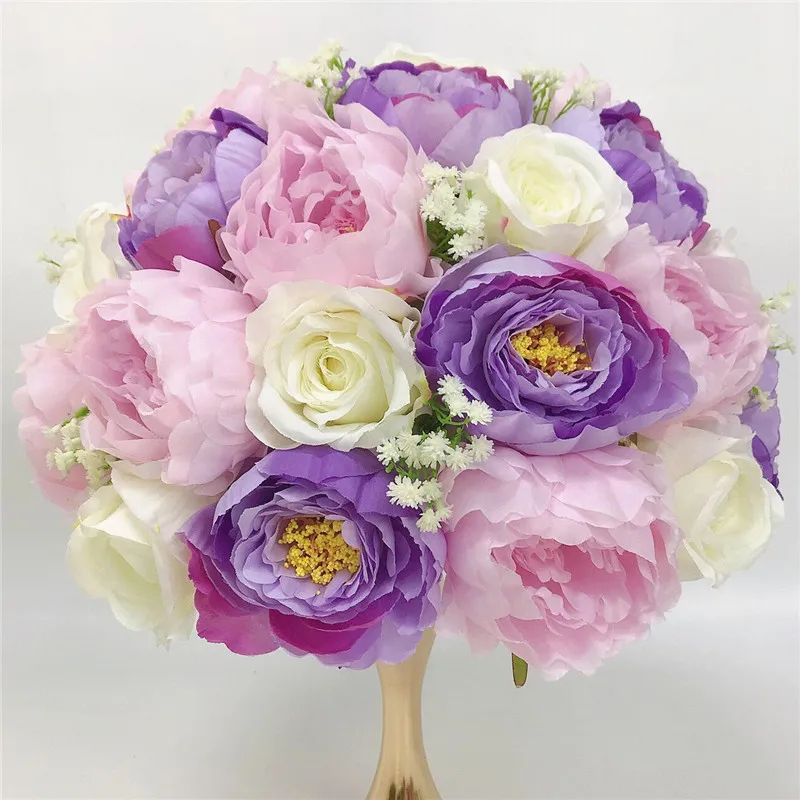 Light purple ball 35/40/50 искусственный цветок, стол, центральный венок, вечерние, свадебные декорации, дорога, свинец, цветок, шар, роза, Гортензия, Гипсофила - Цвет: Light purple ball