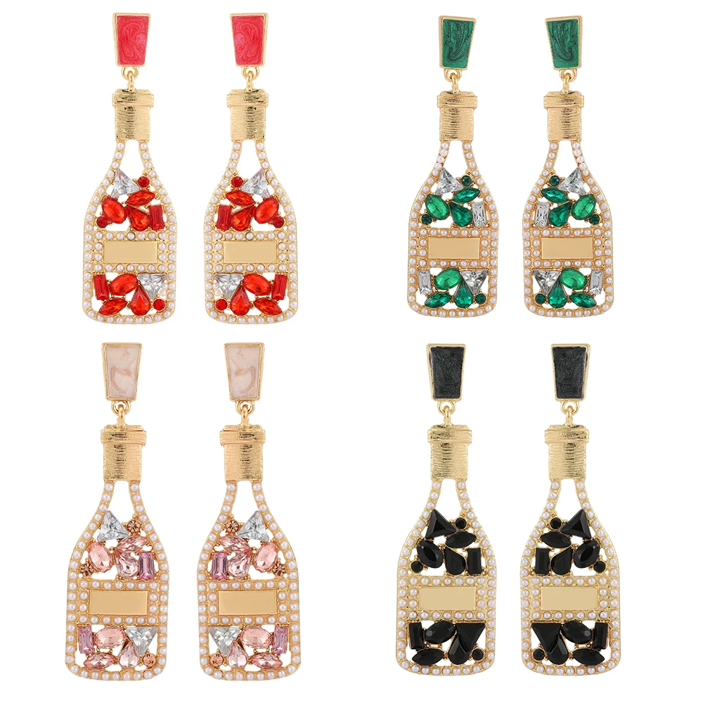 

Ztech New Design Bottle Shape Full Crystal Drop Earrings Women Jewelry Statement Accessories Goth Pendientes Wholesale Bijoux
