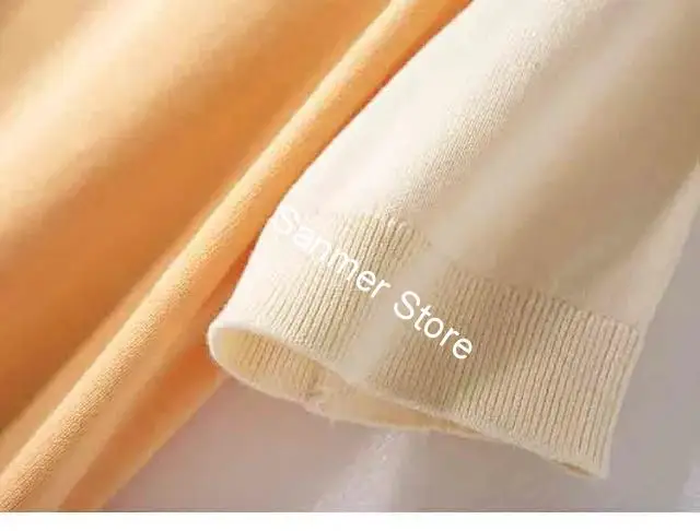 

Women Color Matching Knitted T-shirt O-neck Simple Ladies Short Sleeve Pullover Female Top