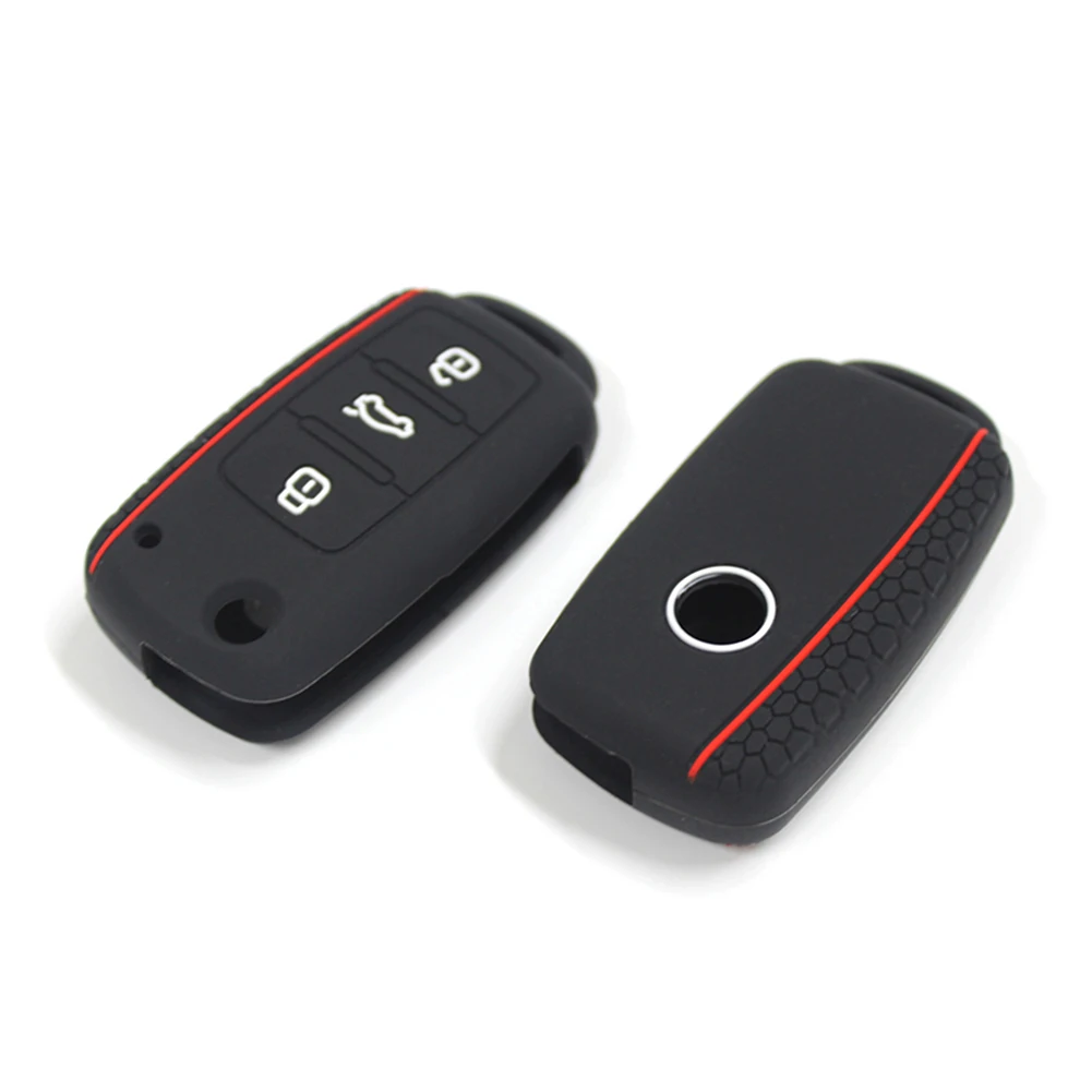 

Key Case Portable Car Ornaments Silicone Car Unique Parts for Volkswagen Polo Tiguan Sagitar Remote Key Fob Shell
