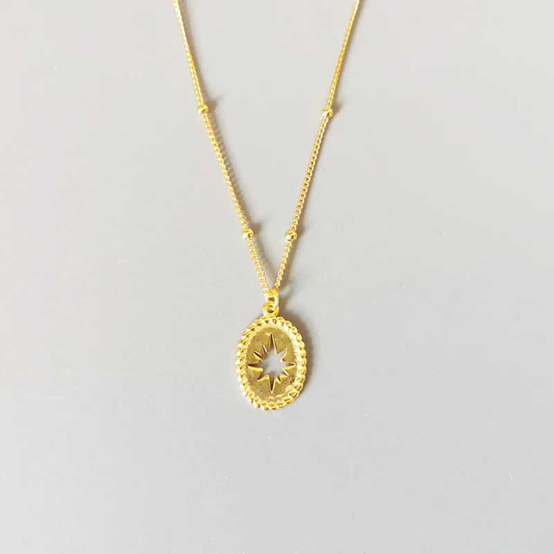 

Leouerry 925 Sterling Silver Irregular Hollow Sun Pattern Necklaces Minimalist Oval Pendant Necklaces for Women Festival Jewelry