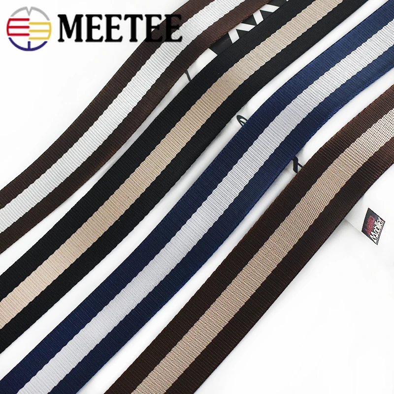 Meetee 8 метров 38 мм нейлоновая тесьма в полоску для сумок ремень DIY Автомобильный