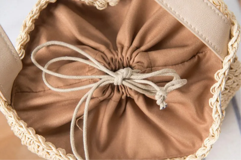 Женская Соломенная Сумка-ведро ручной работы красная сумка через плечо в виде