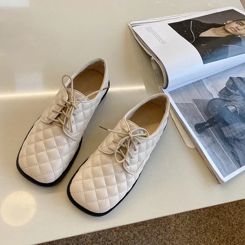 

Shoes Woman Flats Square Toe All-Match Casual Female Sneakers Modis Autumn Low Heels Dress New 2021 Cross Fall Basic Leisure Sol