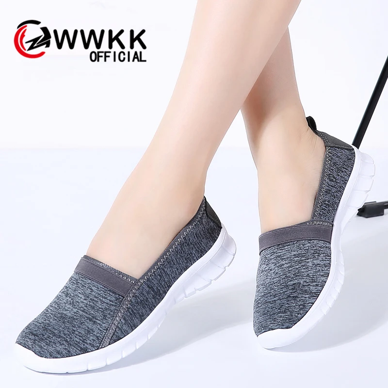 WWKK/весенние женские кроссовки дышащие слипоны на плоской подошве лоферы