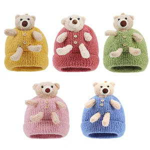 AUTUMN/WINTER 2021 New Baby Hats, Bear Baby Cute Hats Cartoon Wool Knit Children's Hats