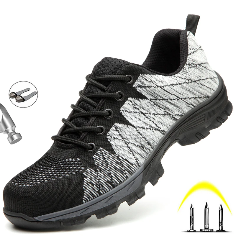 

Men Safety Work Shoes Indestructible Steel Toe Cap Boot Anti-piercing Anti-smashing Non-slip Breathable Comfort Sneakers Fashion