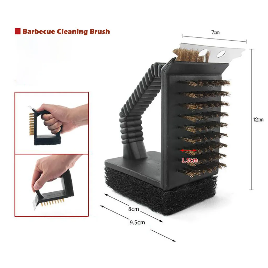 Новый стальной щетка 3 в 1 для барбекю гриль скребок инструмент очистки краев