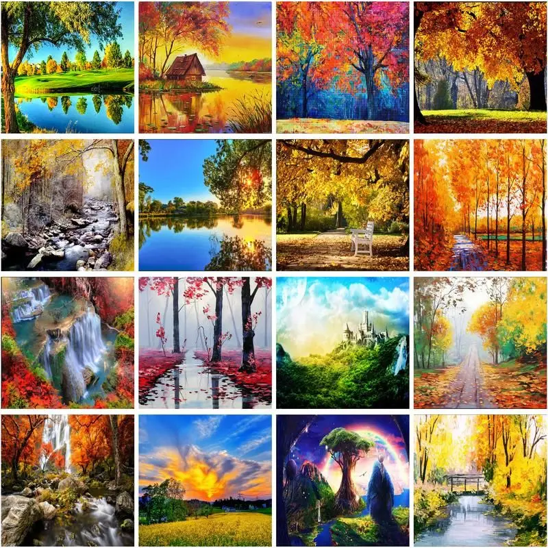

CHENISTORY 5d Diy Full Square/Round Diamond Painting Landscape Diy Diamond Embroidery Cross Stitch Home Decoration