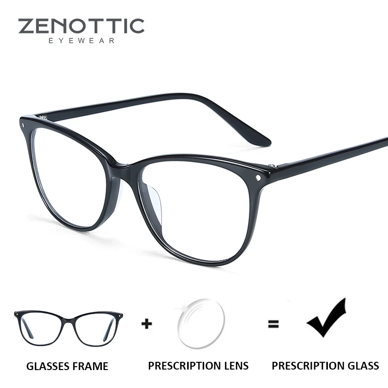 

ZENOTTIC Cat Eye Prescription Glasses Acetate Anti-Blue-light Optical Eyewear Myopia Hyperopia Photochromic Women Eyeglasses