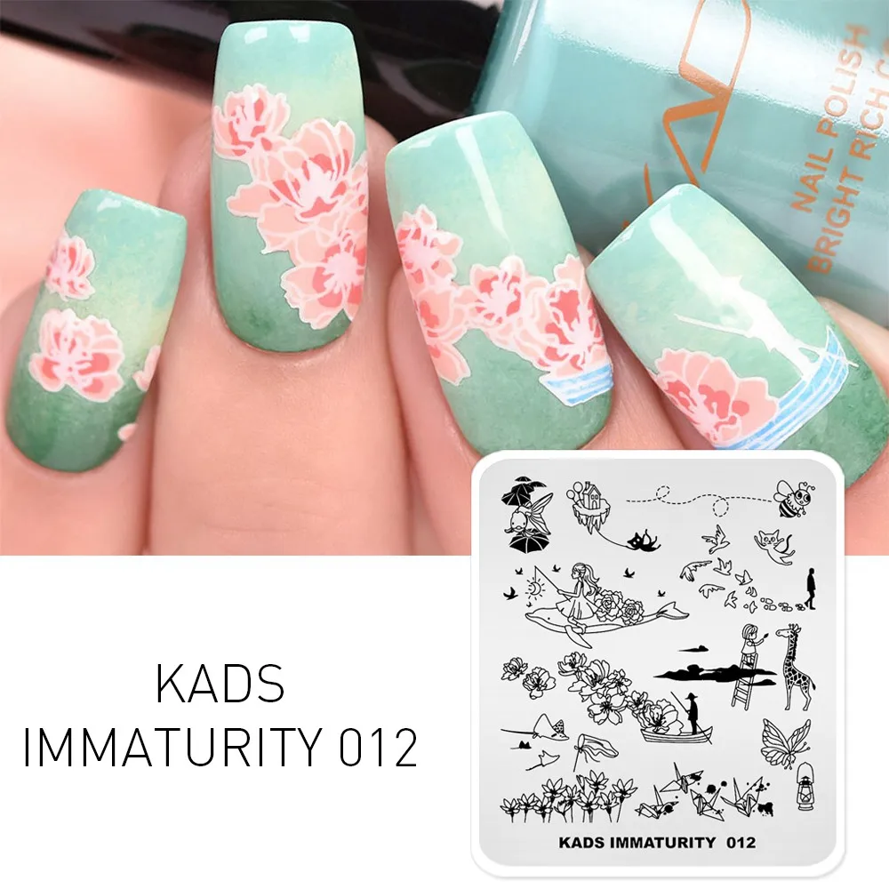 Immaturity 012 KADS Стемпинг Пластины для стемпинга Новое поступление Горячая распродажа Геометрические и цветы и ювелирных 40 выборов Штамп для стемпинга Трафареты для ногтей для маникюра Штамповка Стэмпинг Печать для ногтей - Цвет: Immaturity 012