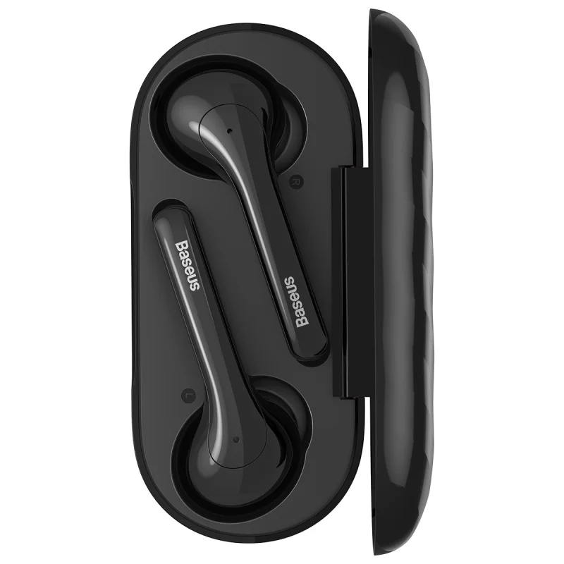 Черный Baseus W07 Bluetooth наушники TWS беспроводные Bluetooth наушники 3D стерео Спортивные Беспроводные наушники с двойным шумоподавлением микрофоном - Цвет: Черный