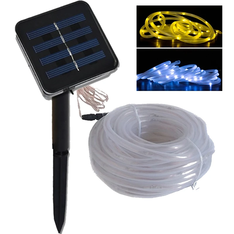 4 цвета водонепроницаемый 7 м 50 LED Солнечный веревочный трубчатый светодиодный