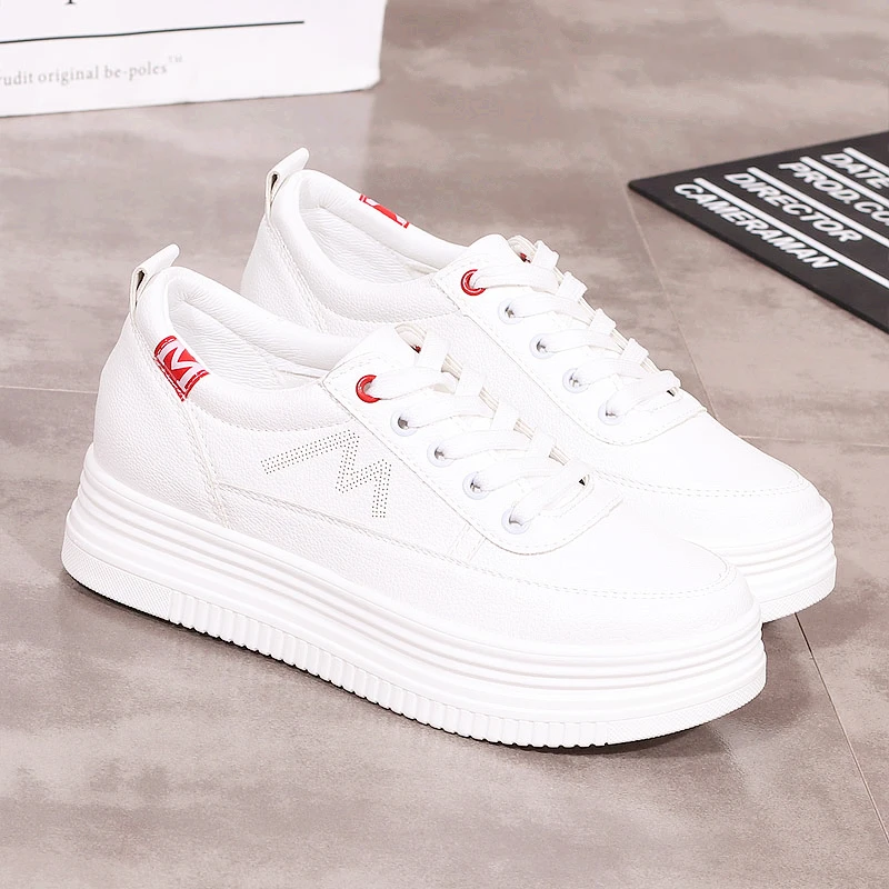 Женские кроссовки на массивной платформе XJRHXJR белые шнуровке для женщин обувь