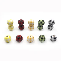christmas red snow natural wooden beads black and white plaid leopard print diy pacifier clip wood qrganic toys bead 16mm