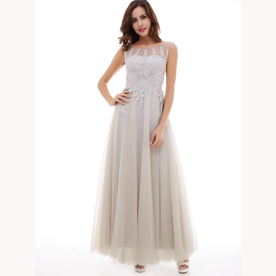 Платья темно серое длинное вечернее платье Дешевые овальным вырезом бисером