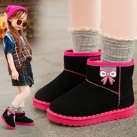 fashion sweet bow knot girls warm winter boots for girls new medium big children snow boots kids cotton ankle rubber boots 25 36