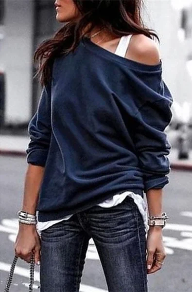 

Женский пуловер, свитшот с длинным рукавом и принтом сердца, топы на одно плечо, осенне-зимние свитшоты, Женский Повседневный Топ