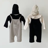 2021 autumn new baby boy cotton overalls solid color sleeveless jumpsuit toddler girls hooded cloak infant kids clothes set